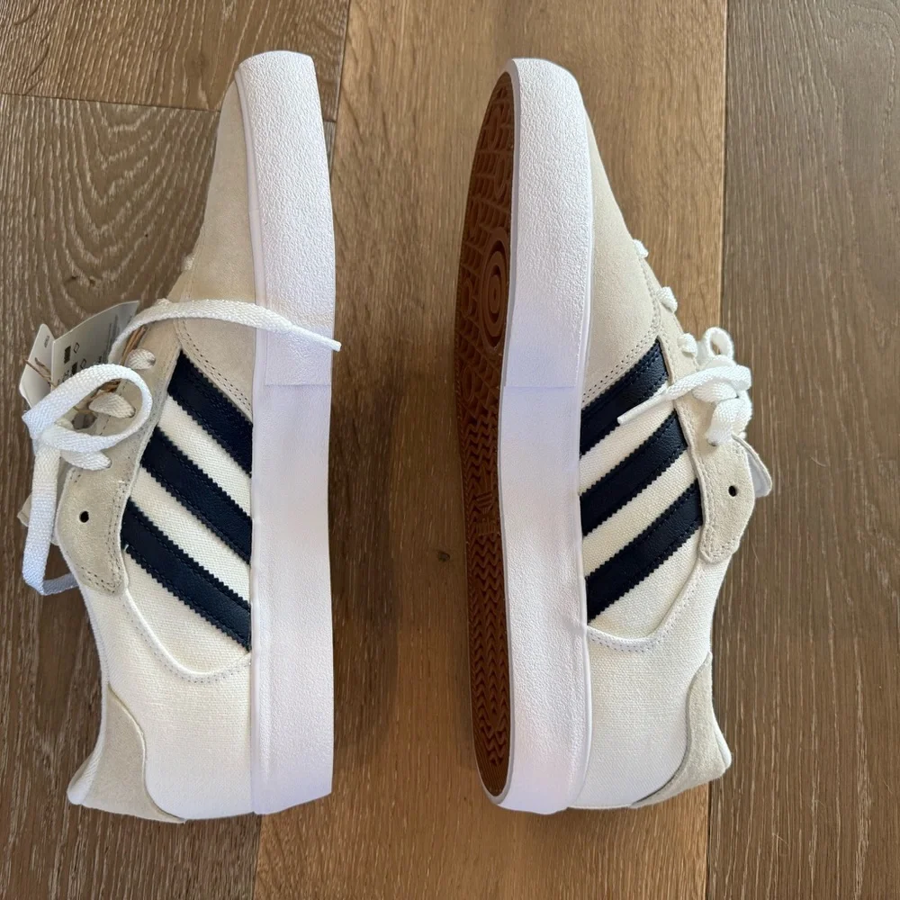 adidas Men’s Matchbreak Super Sneakers White with Navy Stripes - Picture 3 of 8